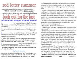 Message 3 – Look Out for The Last – Web site (Red Letter Summer – Look Out for the Last – June 14, 2020 – Message 3, Message Card PDF and jpg)